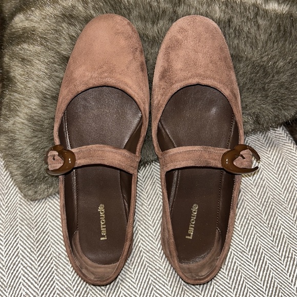 Larroude Chocolate Brown Suede Flats - Picture 4 of 7